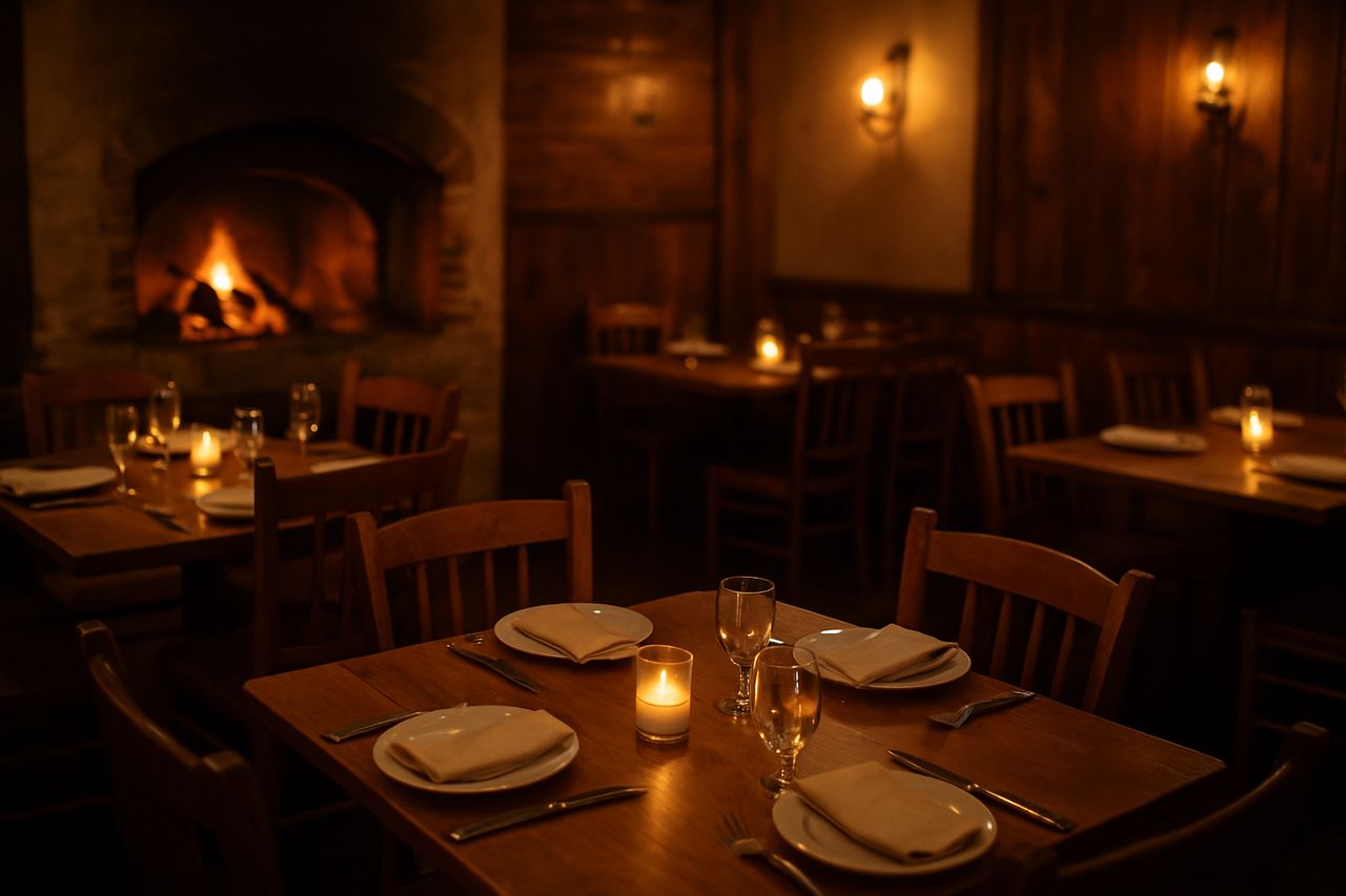 Seasonal small plates arranged on rustic dark crockery