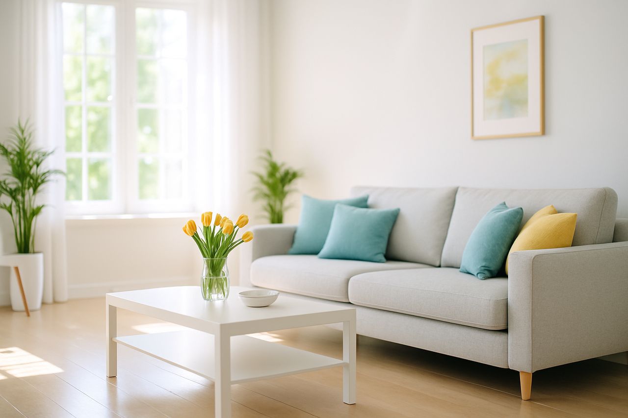 Sunlit, freshly-cleaned Denver living room