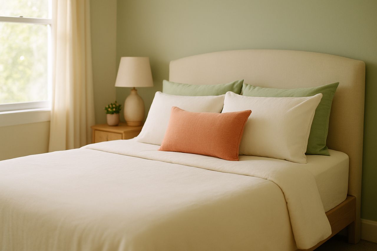 A freshly made bed with clean linens