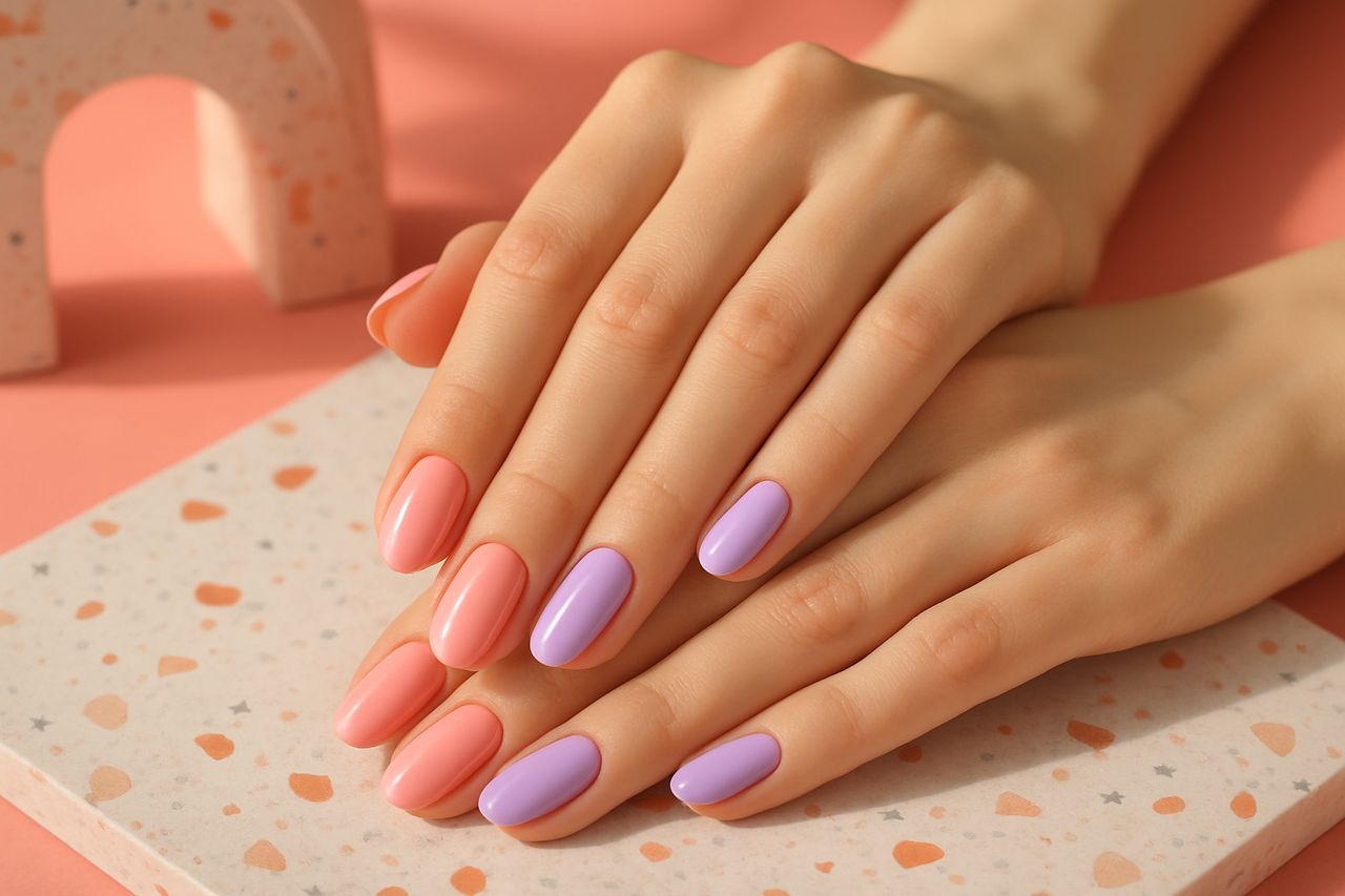 Manicure in progress