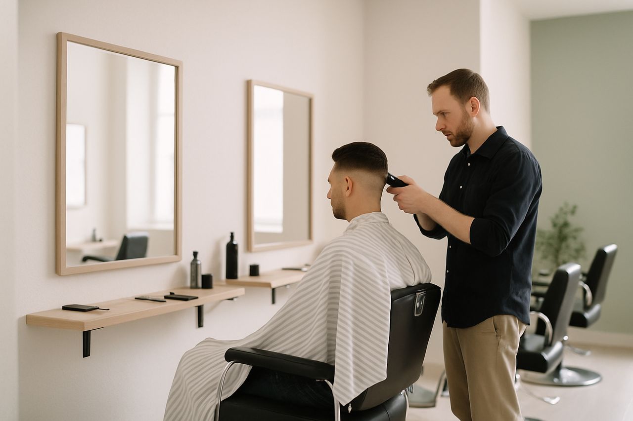 A quiet barber chair in natural light at Sharp and Co., Pearl District