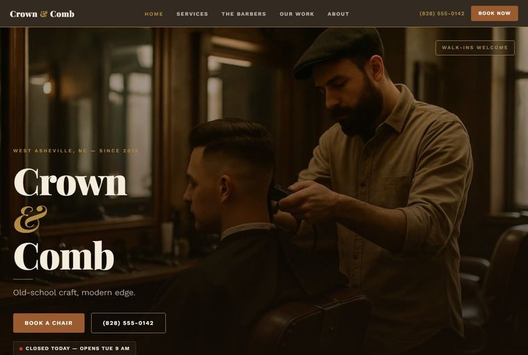 Crown & Comb — Barbershops demo