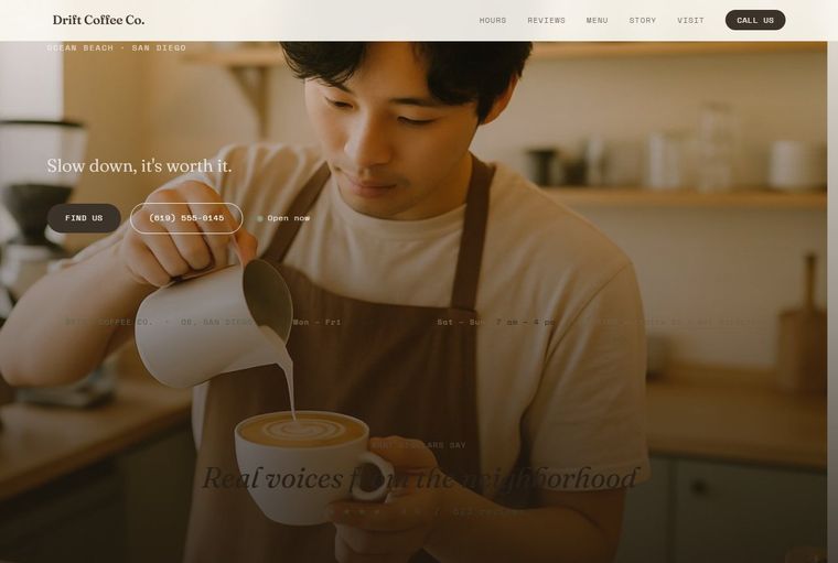 Drift Coffee Co. — Restaurants & Cafés demo