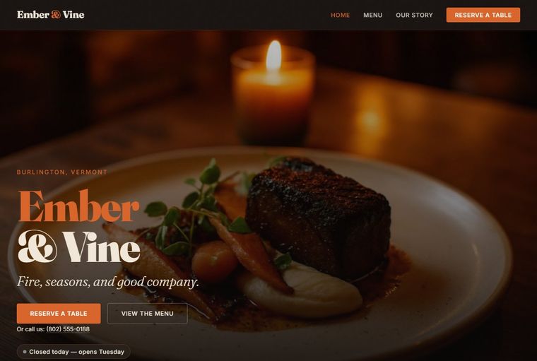 Ember & Vine — Restaurants & Cafés demo